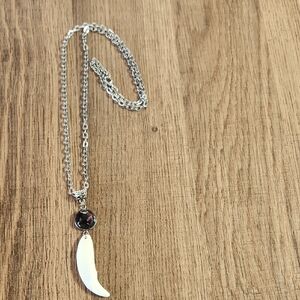 Silver and White Pendant Necklace